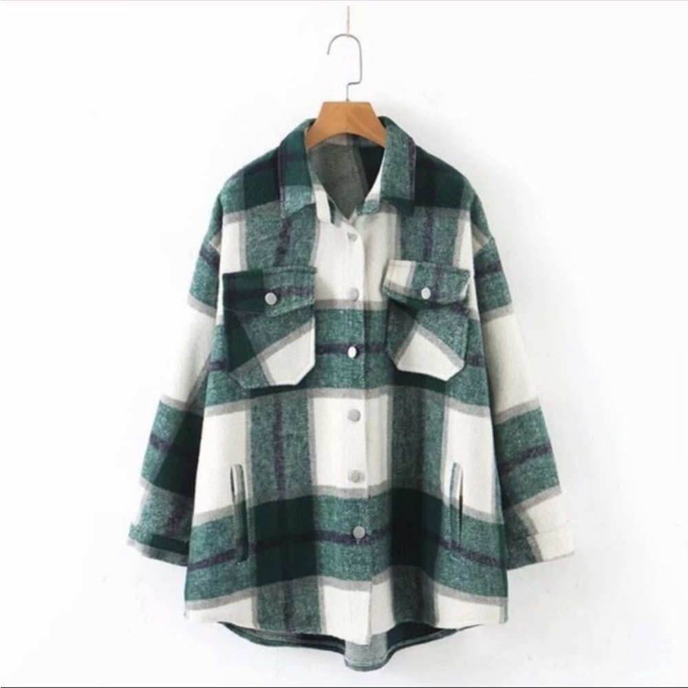 #94New! CLOSEOUT SALE! Plaid Oversized Flannel Shacket/Coat - Picture 5 of 7